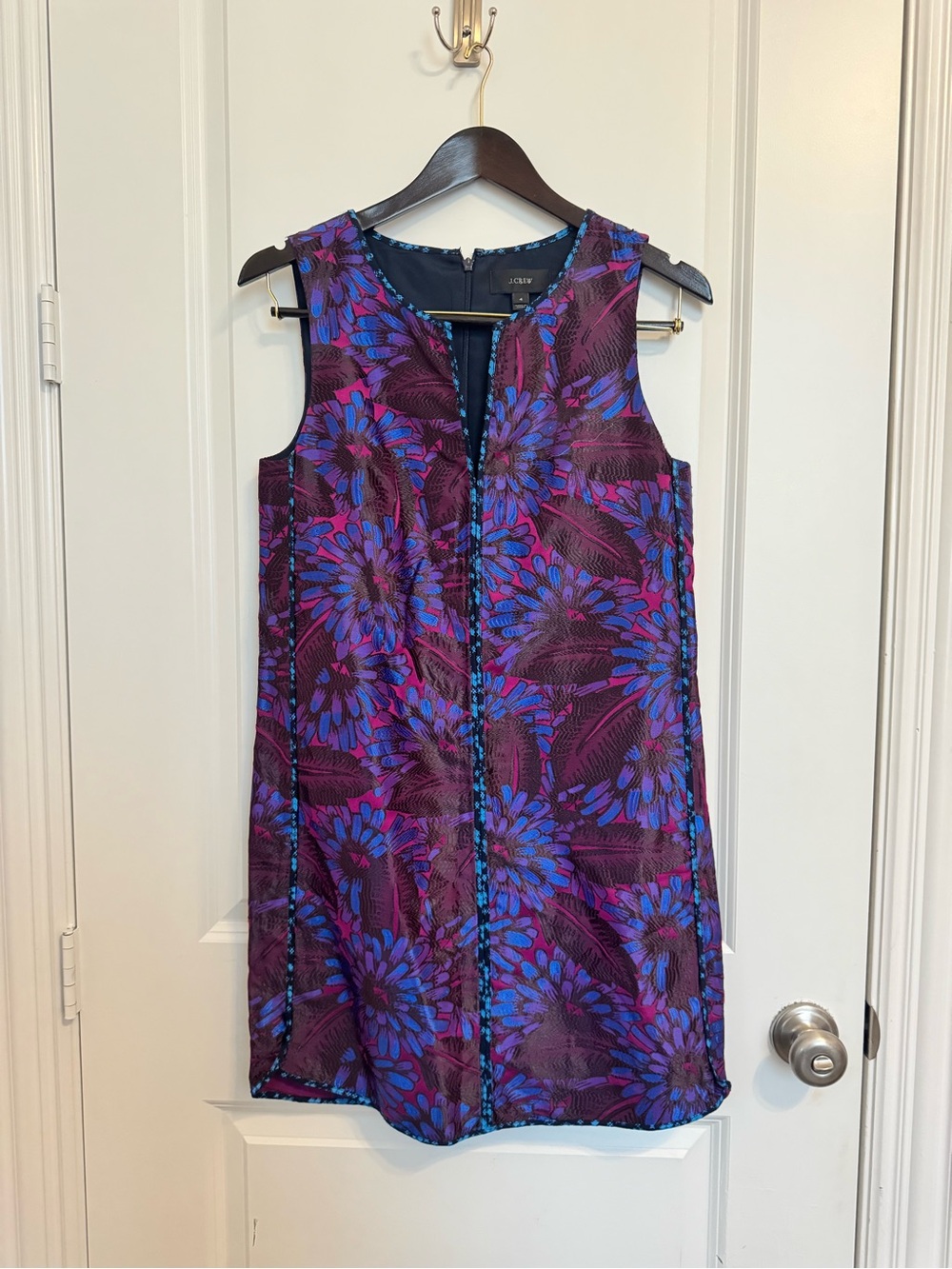 J. Crew Purple and Blue Floral Sleeveless Shift Dress
